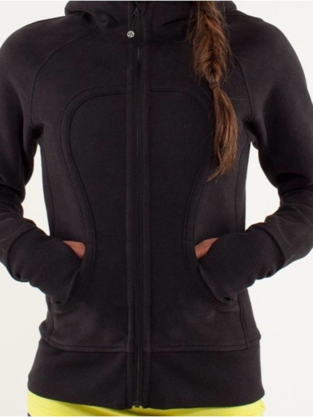 Lululemon Original Scuba Hoodie Black / Split Pea Size 6